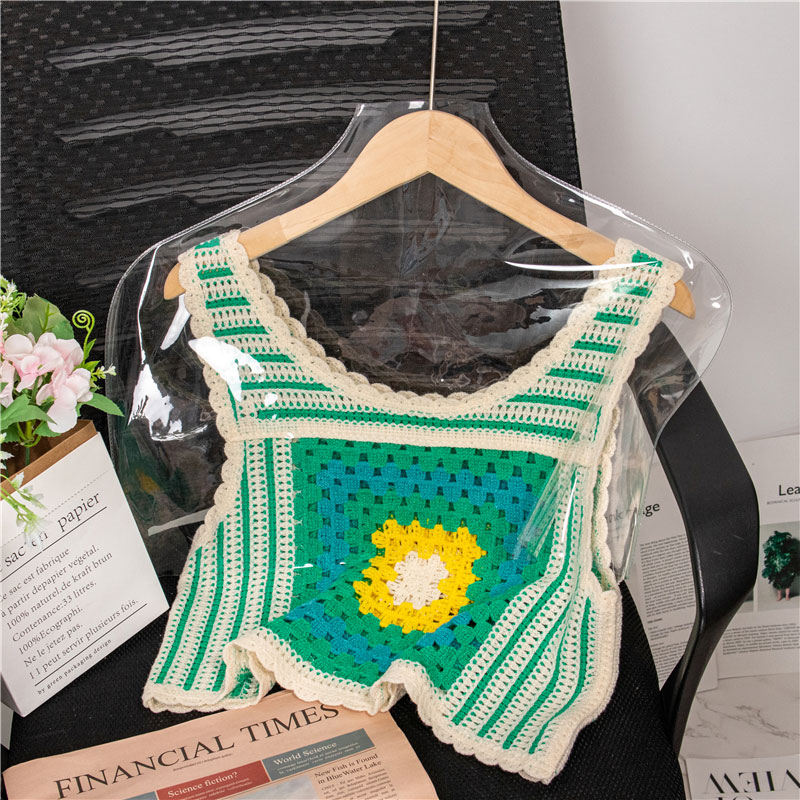 Summer New Cotton Linen Crochet Embroidery Retro Hollow Camisole Women's Top display picture 3
