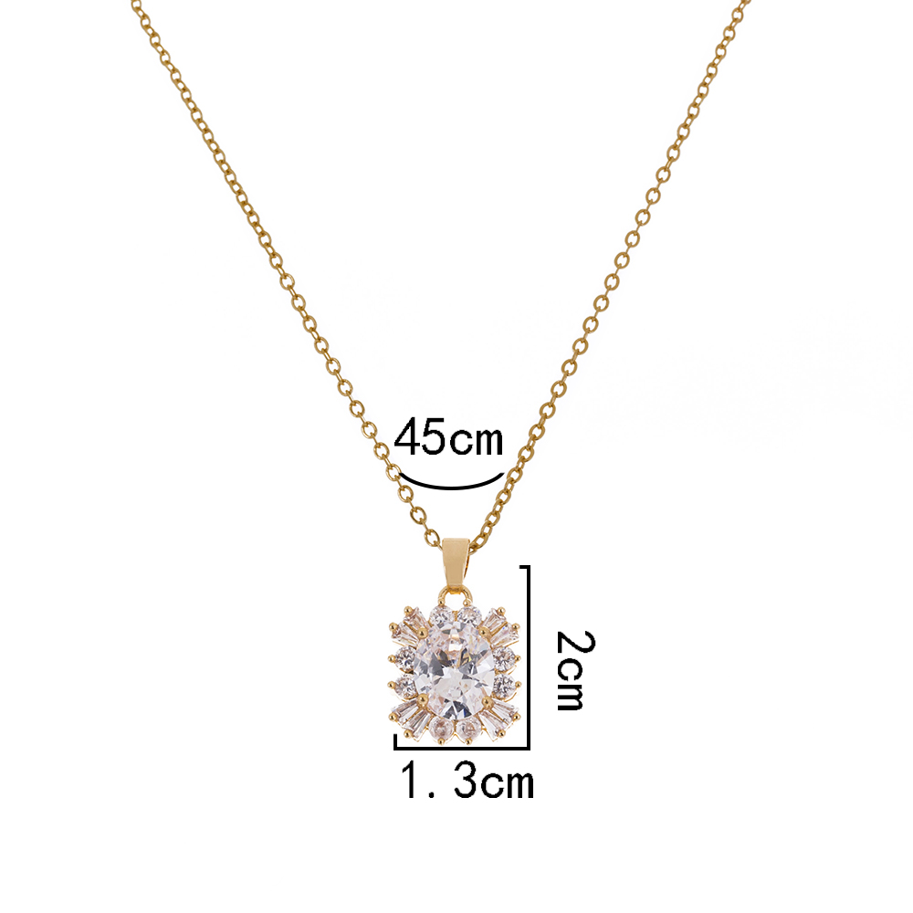 Fée Style Brillant Carré Zircon Pendentif Collier De Cuivre display picture 7