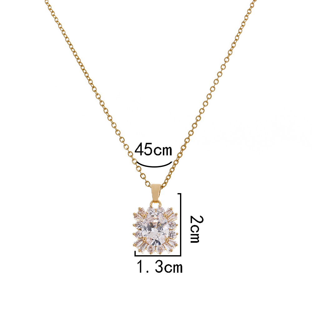 Fairy Style Shining Square Zircon Pendant Copper Necklace display picture 7