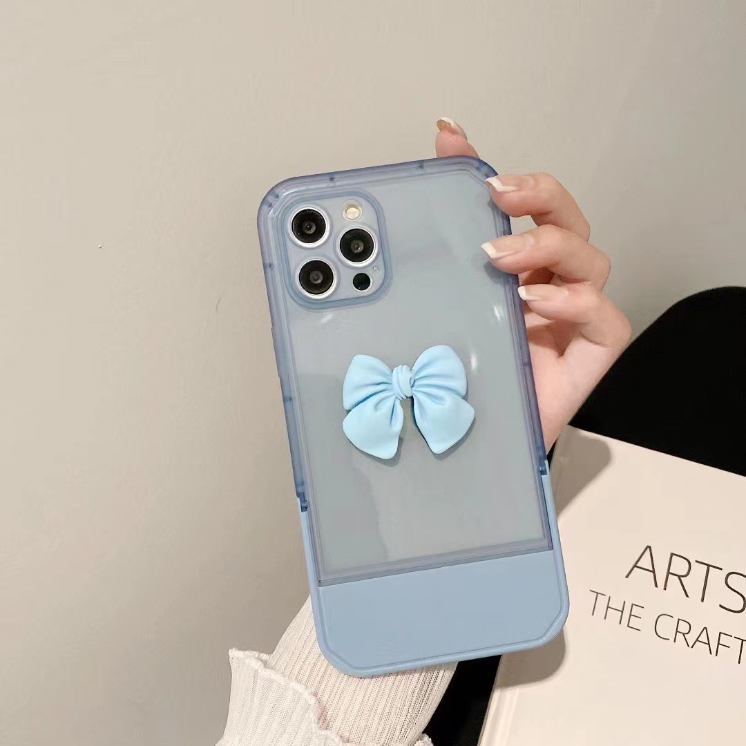 Cute Bow Iphone 12pro Max Folding Invisible Bracket Phone Case display picture 3