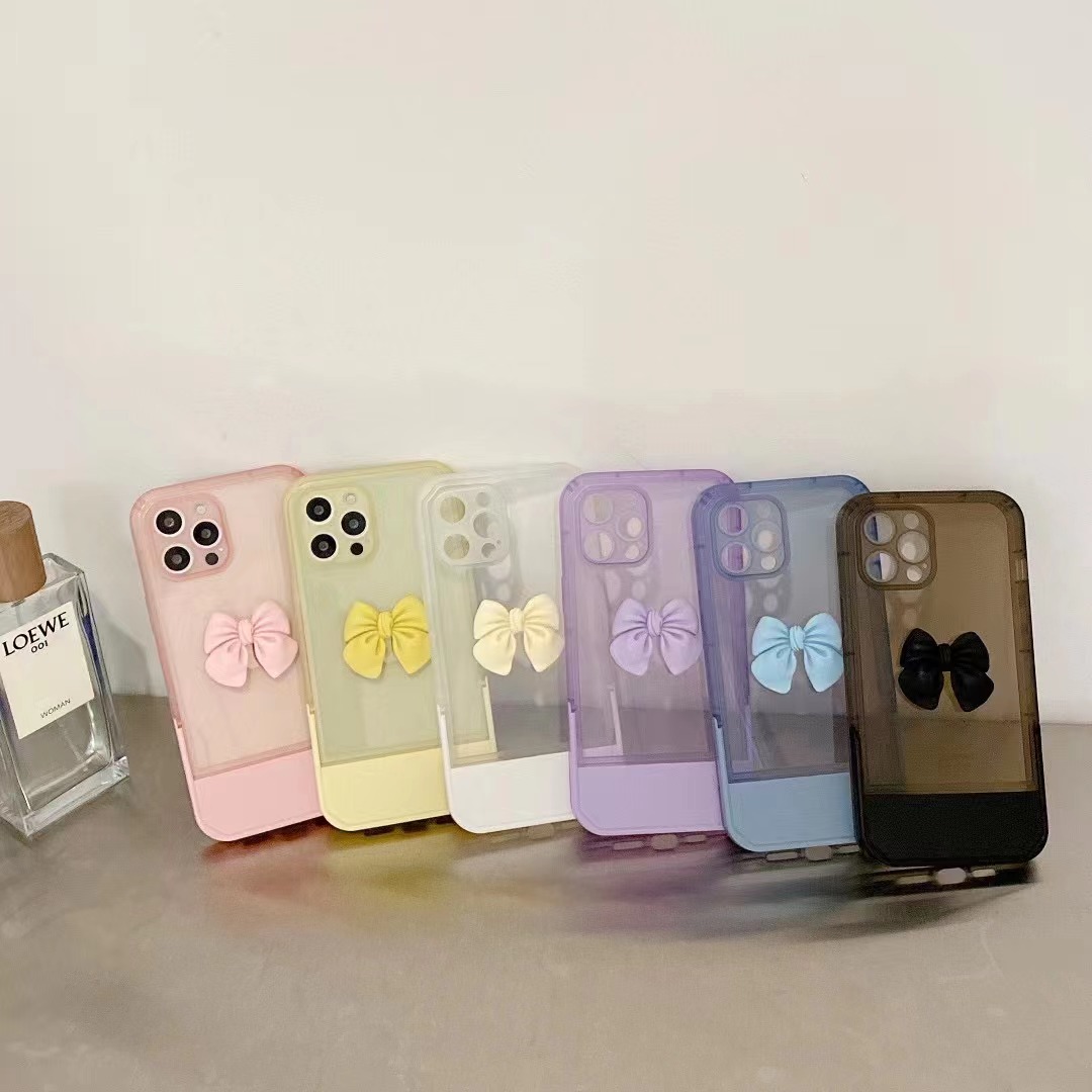 Cute Bow Iphone 12pro Max Folding Invisible Bracket Phone Case display picture 9