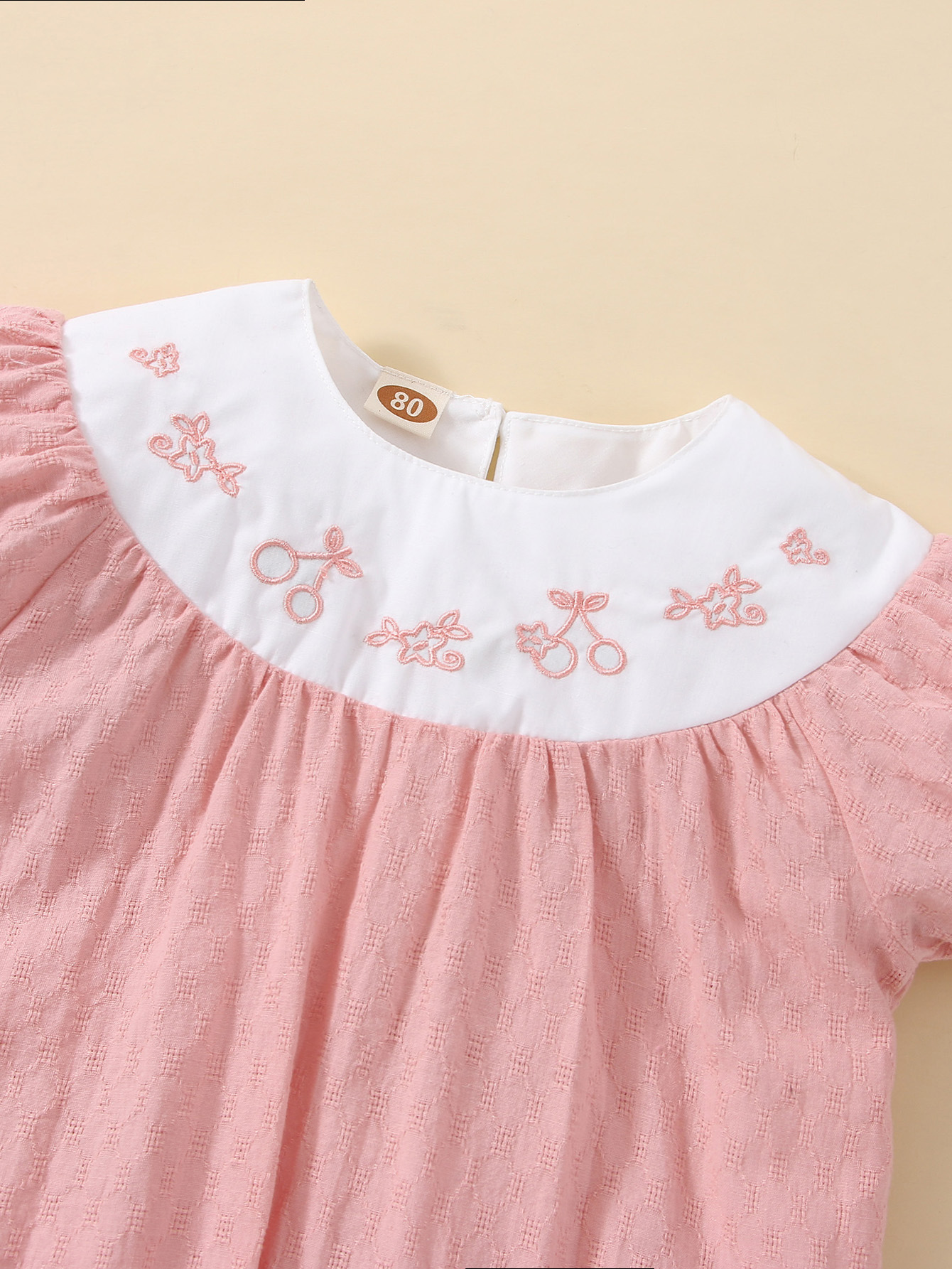 2022 Summer Children's Clothing Pink Embroidered Baby Triangle Jumpsuit Romper display picture 4