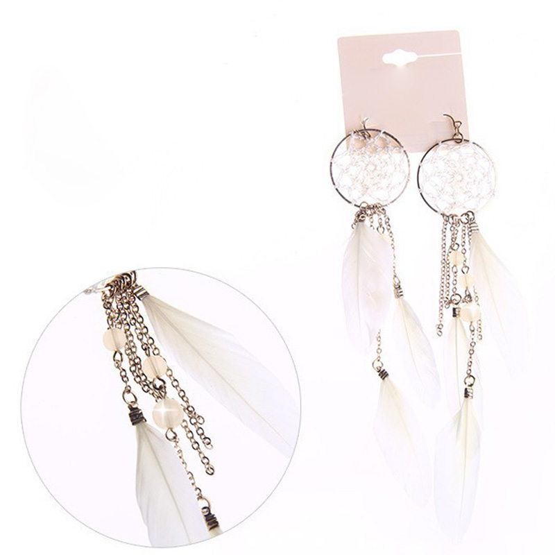 1 Set Cute Feather Plating Iron No Inlaid Earrings display picture 4