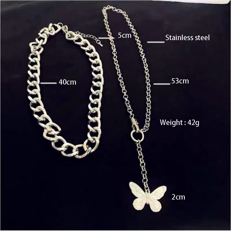 Fashion Metallic Double Layer Butterfly Pendant Stainless Steel Necklace display picture 1