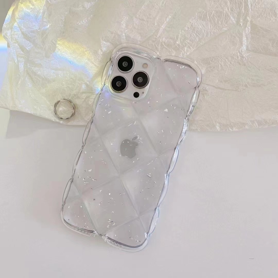 Fashion Rhombus Transparent Epoxy Glitter Iphone 13pro Max Phone Case display picture 2