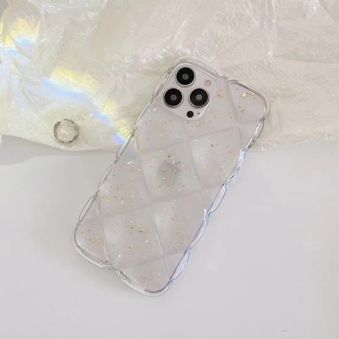 Fashion Rhombus Transparent Epoxy Glitter Iphone 13pro Max Phone Case display picture 3