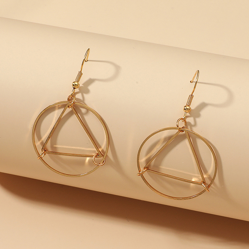 Fashion Simple Geometric Hollow Triangle Round Ring Earrings display picture 1