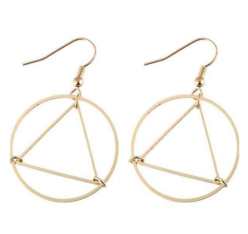 Fashion Simple Geometric Hollow Triangle Round Ring Earrings display picture 4
