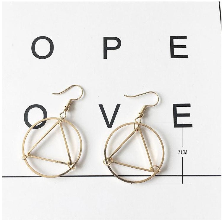 Fashion Simple Geometric Hollow Triangle Round Ring Earrings display picture 5