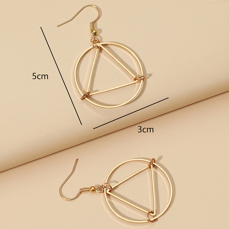 Fashion Simple Geometric Hollow Triangle Round Ring Earrings display picture 6