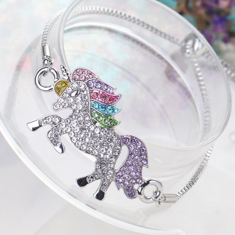 Fashion Elegant Colorful Rhinestone Inlaid Unicorn Adjustable Bracelet Ornament display picture 3
