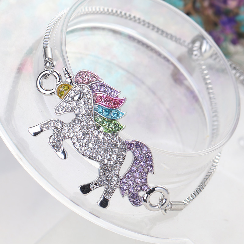 Mode Élégant Coloré Strass Incrusté Licorne Réglable Bracelet Ornement display picture 3