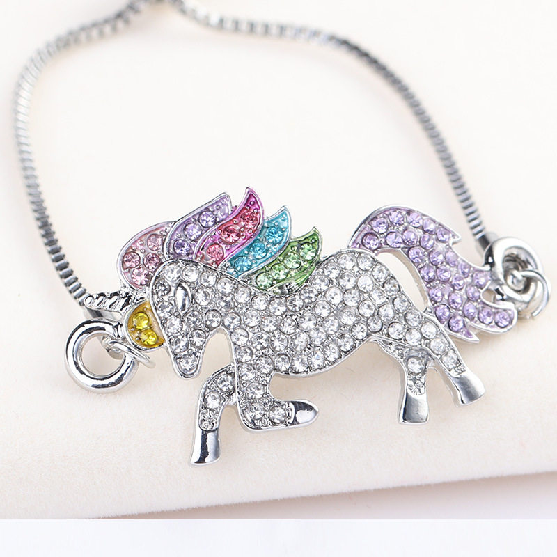 Fashion Elegant Colorful Rhinestone Inlaid Unicorn Adjustable Bracelet Ornament display picture 4