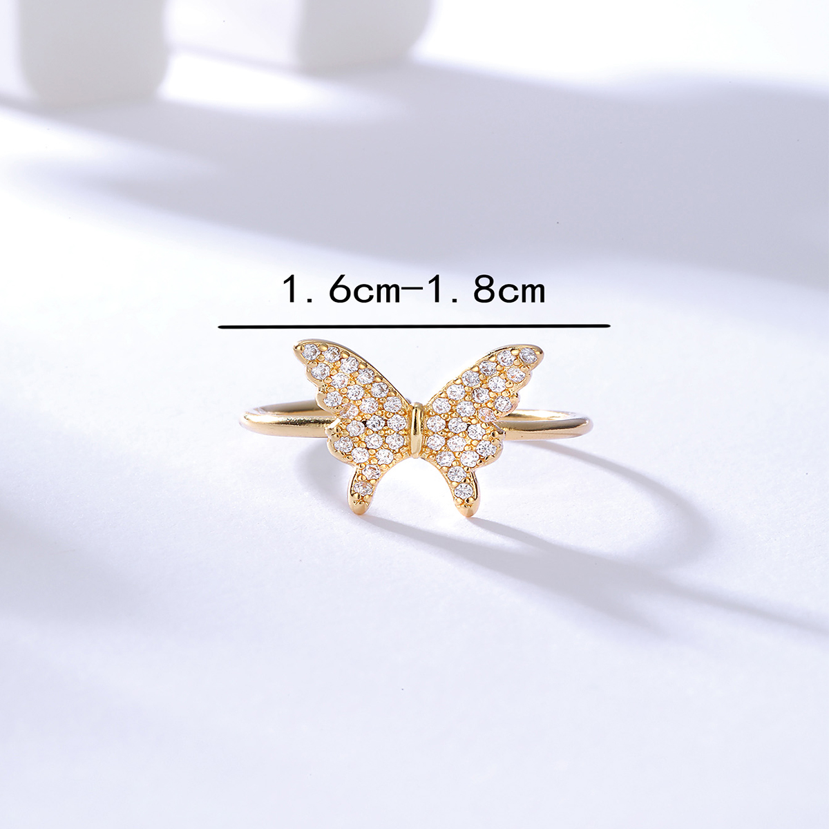 Simple Fashion Copper Plating 18k Gold Zircon Opening Butterfly Ring display picture 4