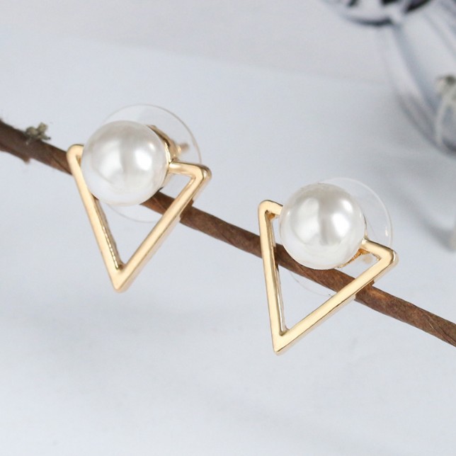 À La Mode Géométrique Creux Géométrie Triangle Perle Alliage Oreille Goujons display picture 6