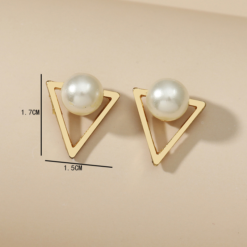 Fashionable Geometric Hollow Geometry Triangle Pearl Alloy Ear Studs display picture 8