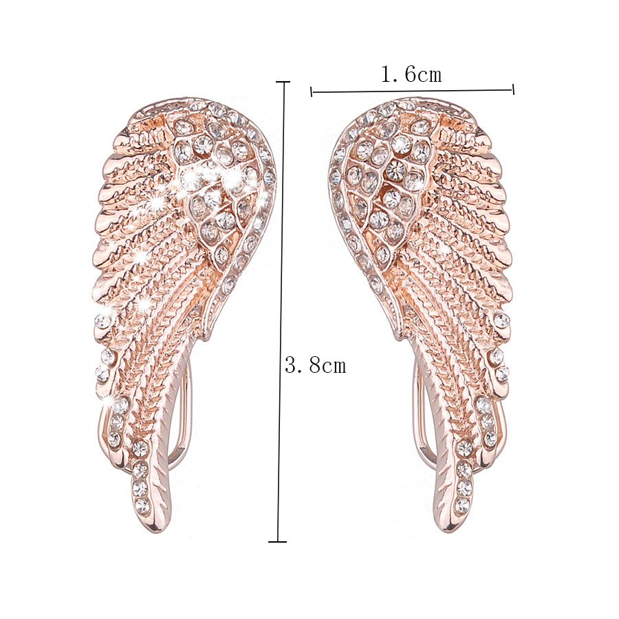 Fashion Creative Rhinestone Angel Wings Shape Stud Earrings Ornament display picture 1
