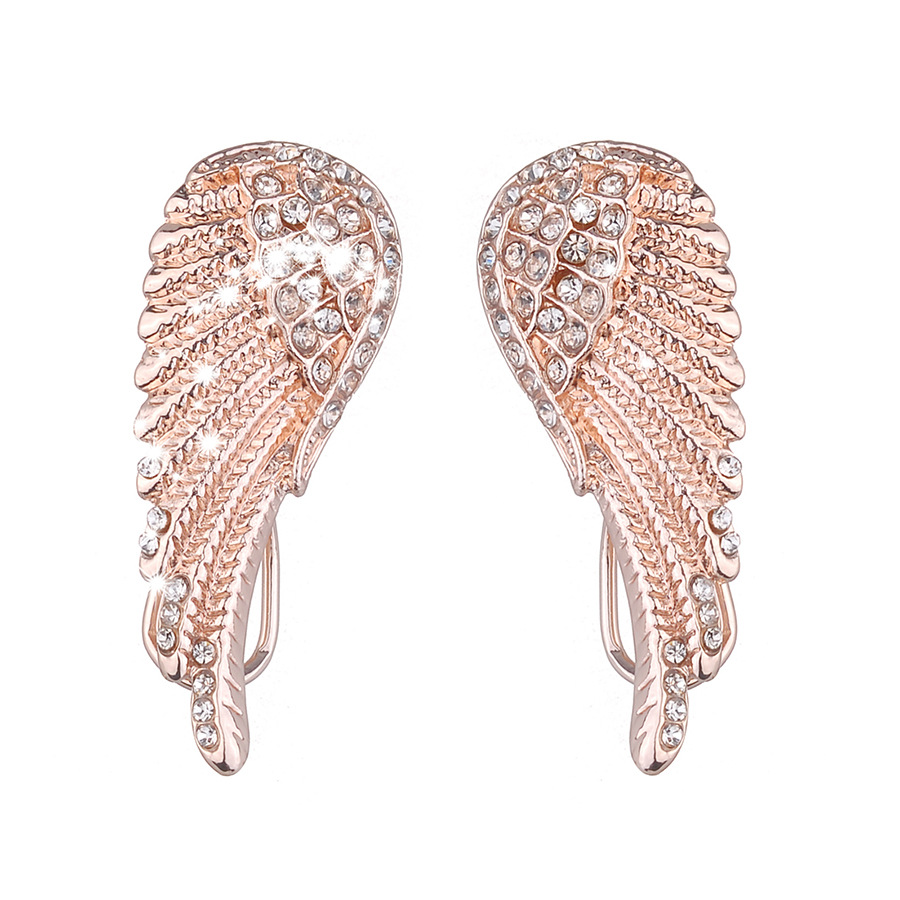 Fashion Creative Rhinestone Angel Wings Shape Stud Earrings Ornament display picture 2