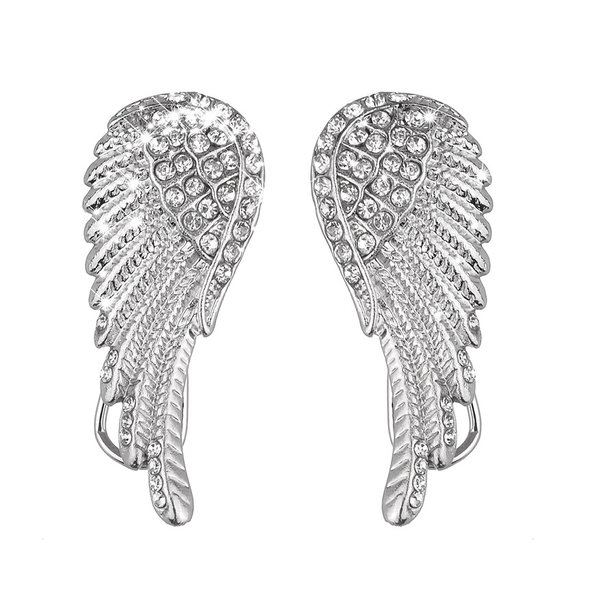 Fashion Creative Rhinestone Angel Wings Shape Stud Earrings Ornament display picture 3