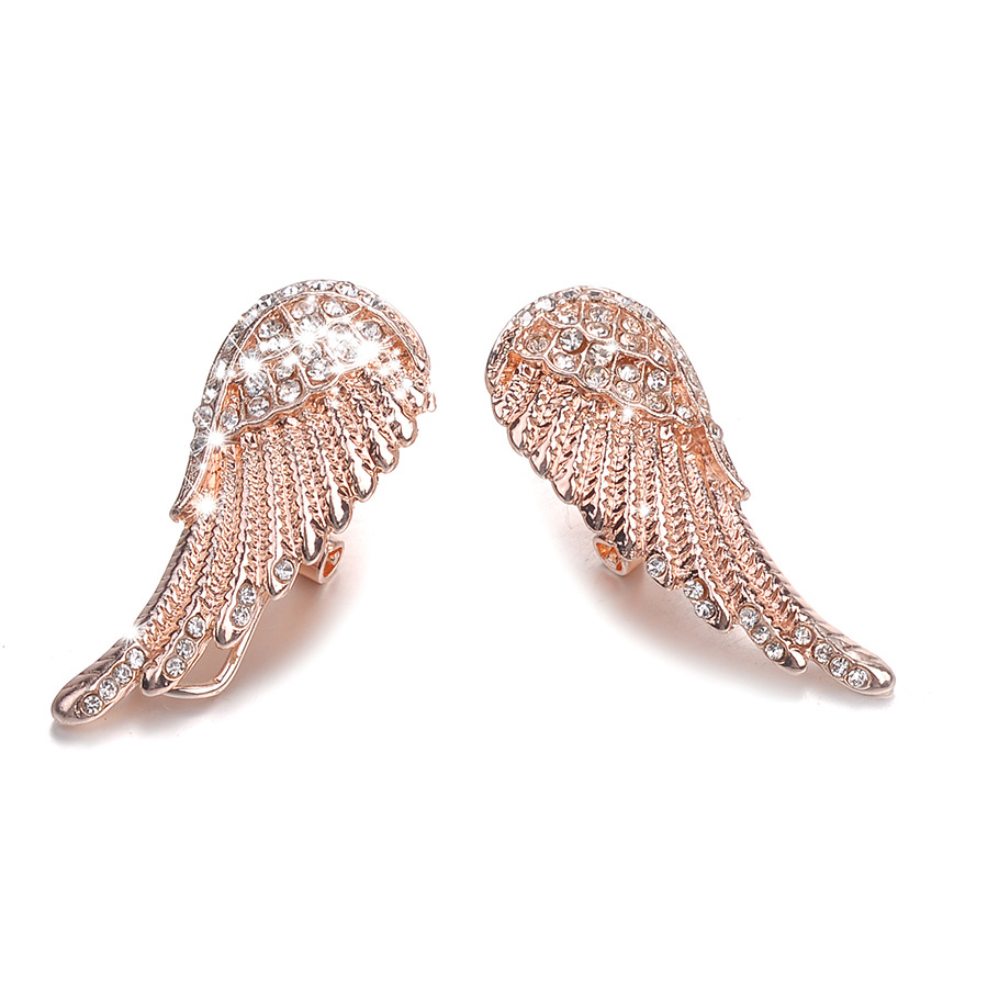 Fashion Creative Rhinestone Angel Wings Shape Stud Earrings Ornament display picture 4
