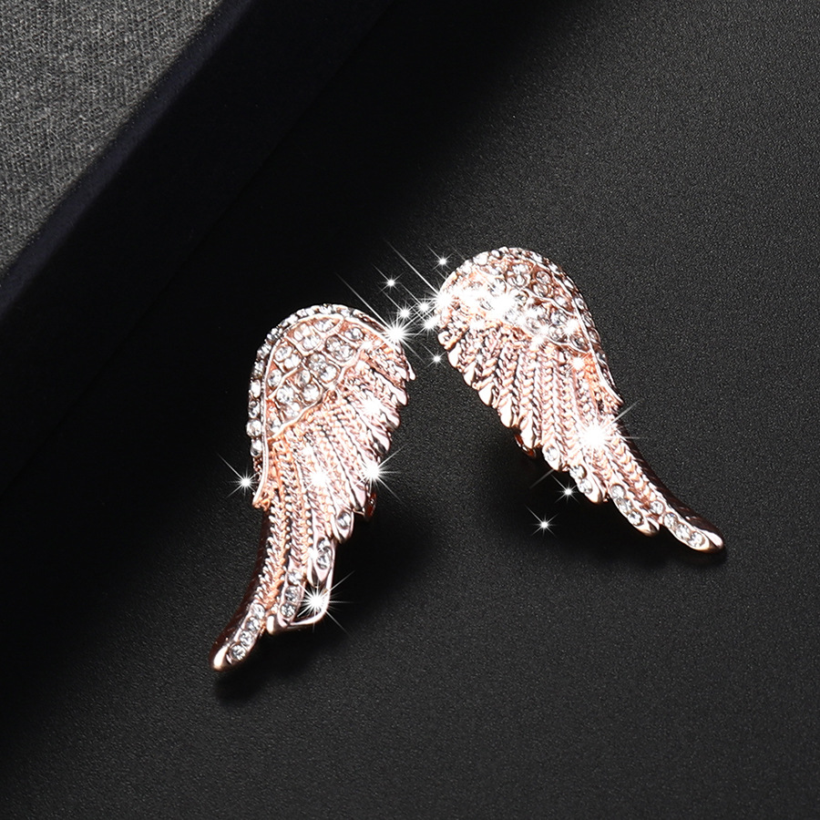 Fashion Creative Rhinestone Angel Wings Shape Stud Earrings Ornament display picture 5