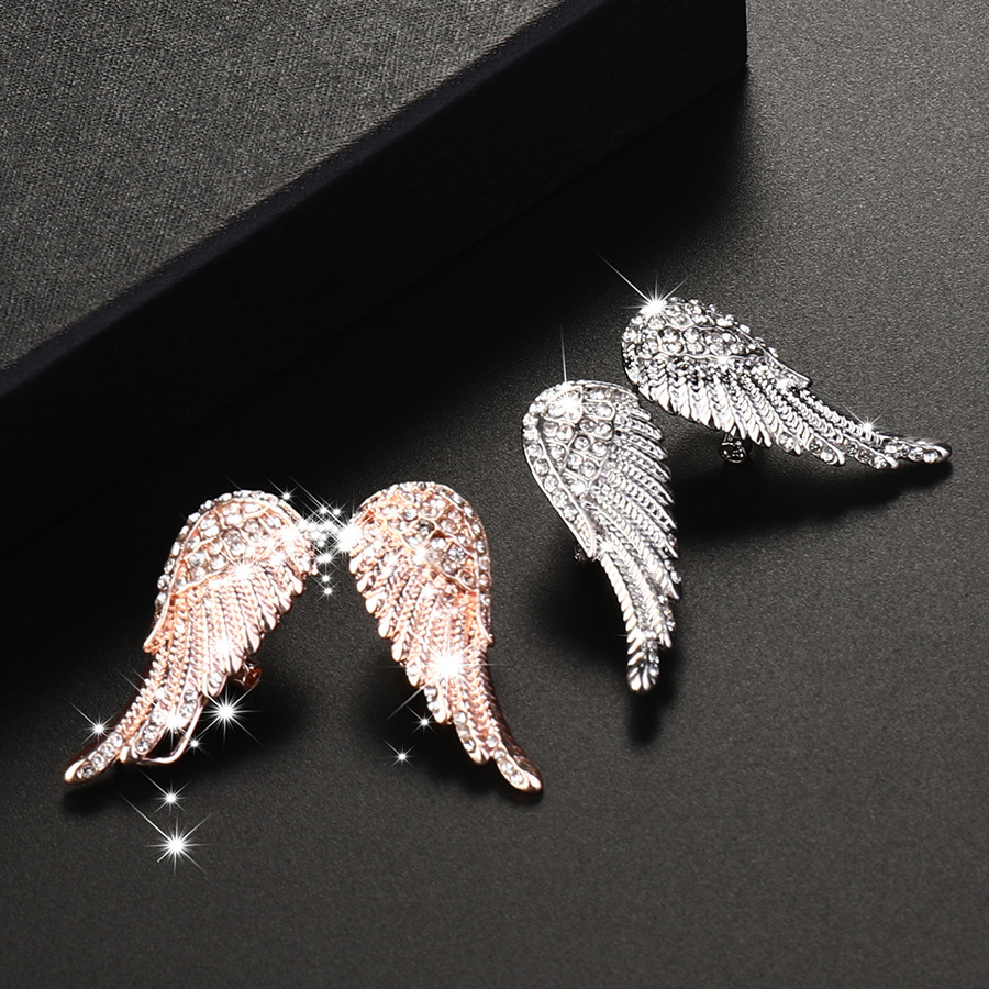 Fashion Creative Rhinestone Angel Wings Shape Stud Earrings Ornament display picture 6