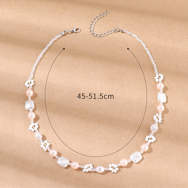 Mode Kreative Perle Geometrische Rosa Perle Perlen Halskette display picture 2