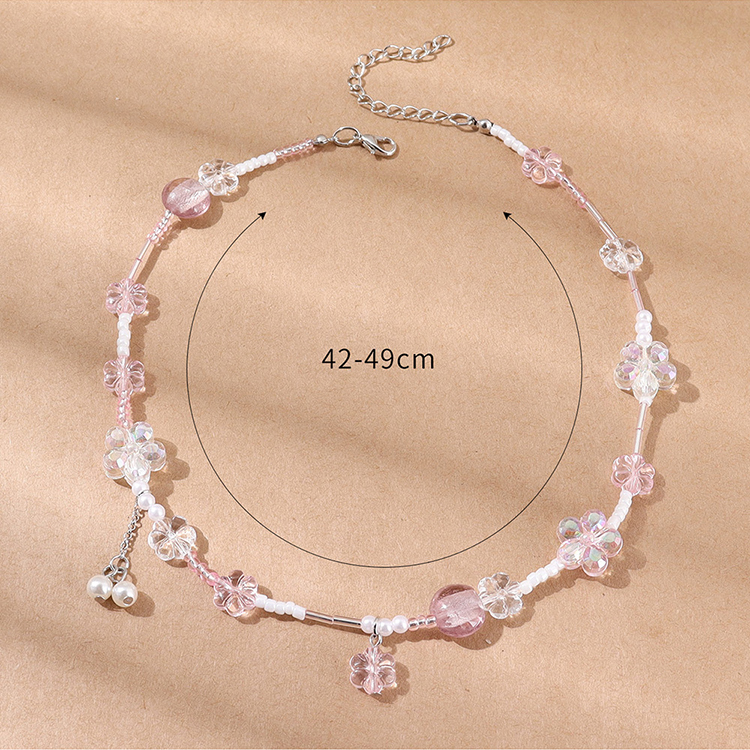 Fashion Creative Resin Flower Shaped Micro Glass Bead Pearl Necklace display picture 2