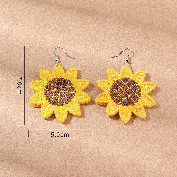 Fashion Creative Cloth Geometric Sunflower Shaped Metal Earrings display picture 2