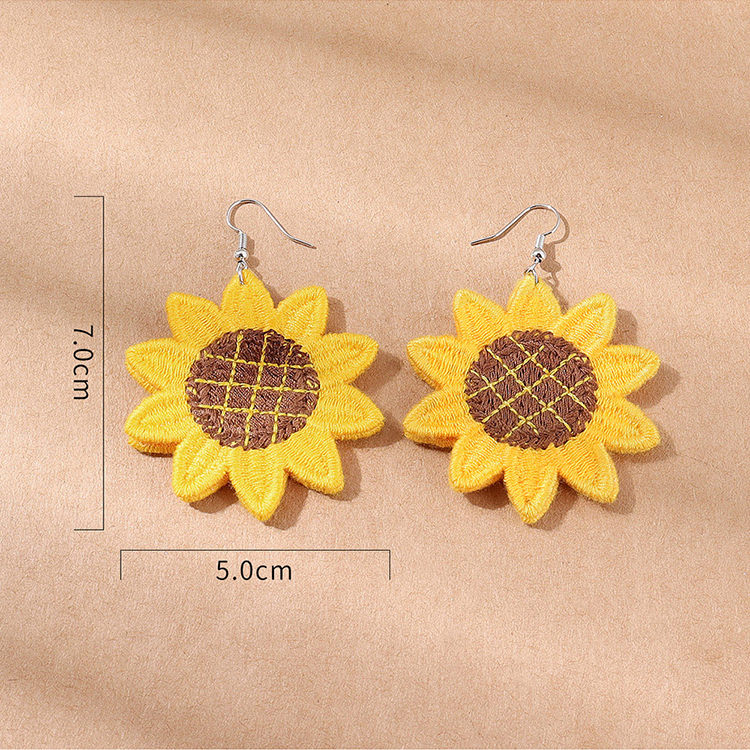 Pendientes De Metal Con Forma De Girasol Geométrico De Tela Creativa A La Moda display picture 2