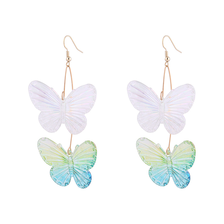 Mode Creative Frais Gradient De Résine En Forme De Papillon Pendentif Boucles D'oreilles display picture 1