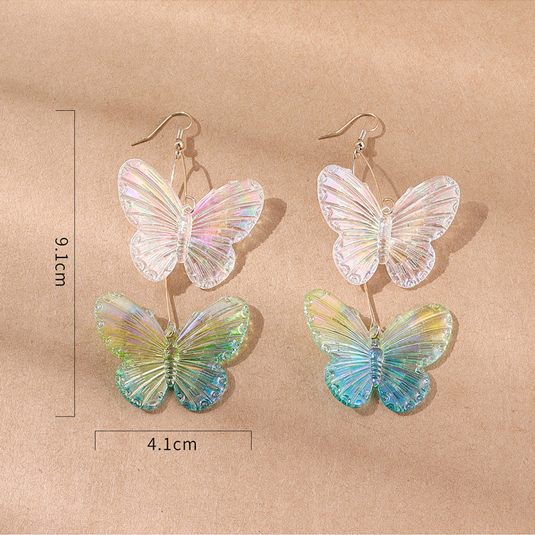 Mode Creative Frais Gradient De Résine En Forme De Papillon Pendentif Boucles D'oreilles display picture 2