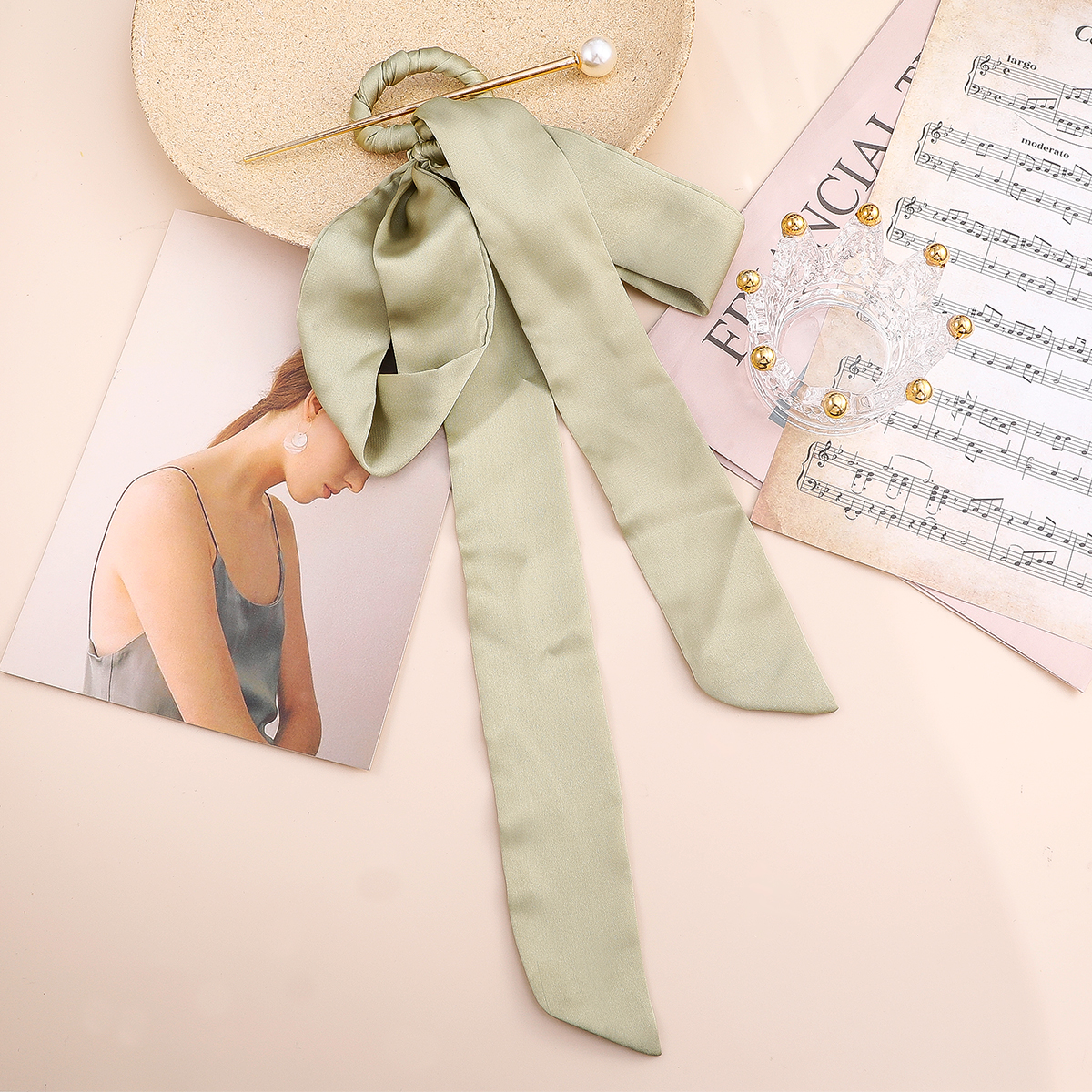 2022 New Silk Scarf Flower-shaped Hairpin  Fashion Elegant Bow Hair Band Headdress Women display picture 2