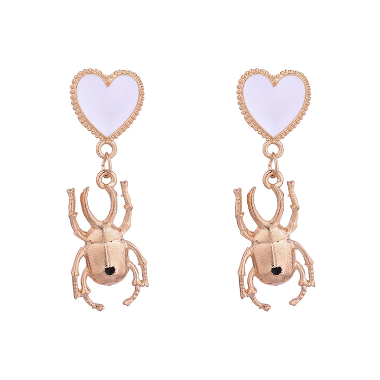 Fashion Creative Oil Drop Heart Beetle Shaped Alloy Earrings display picture 1