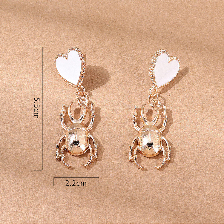 Fashion Creative Oil Drop Heart Beetle Shaped Alloy Earrings display picture 2