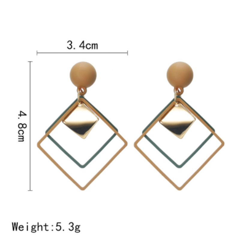 Fashion Rhombus Metal Alloy Earrings Long Pendant Simple display picture 5
