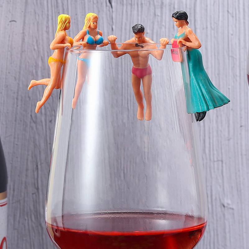 Fashion Cute Doll Shaped Wine Glass Marker 8-piece Set display picture 2