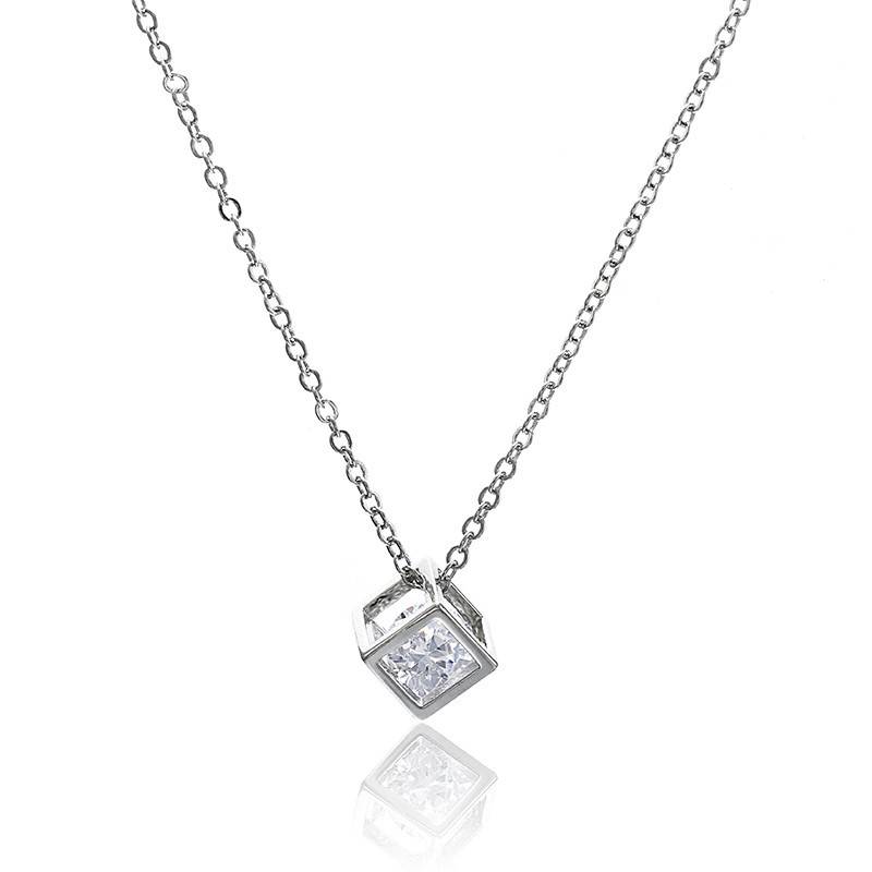Women's Fashion Simple Style Square Ball Alloy Necklace Inlaid Zircon Zircon Necklaces display picture 5