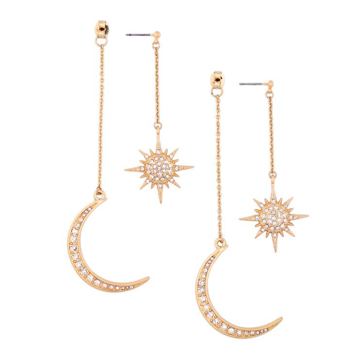 New Fashion Simple Geometric Star Sun Moon Alloy Earrings display picture 4