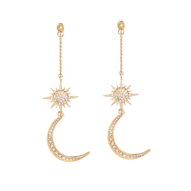 New Fashion Simple Geometric Star Sun Moon Alloy Earrings display picture 5