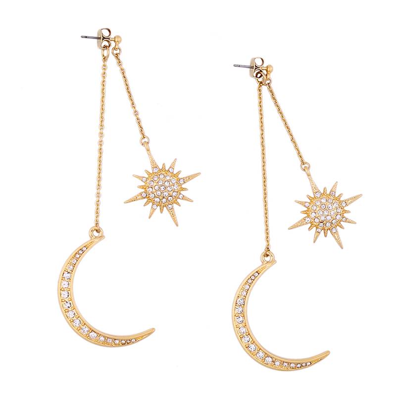 New Fashion Simple Geometric Star Sun Moon Alloy Earrings display picture 6