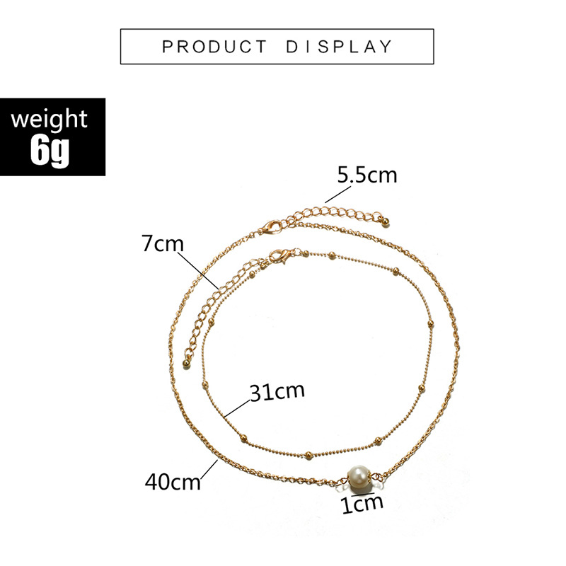 Simple Style Geometric Pearl Chain Double-layer Alloy Necklace display picture 2