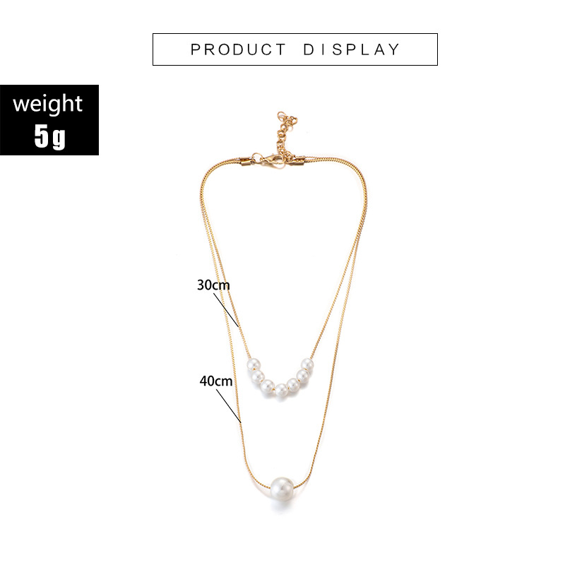 Simple Style Geometric Pearl Chain Double-layer Alloy Necklace display picture 5