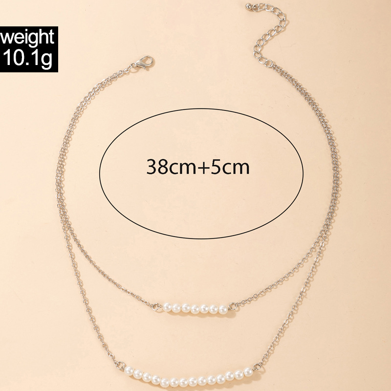 Simple Style Geometric Pearl Chain Double-layer Alloy Necklace display picture 14