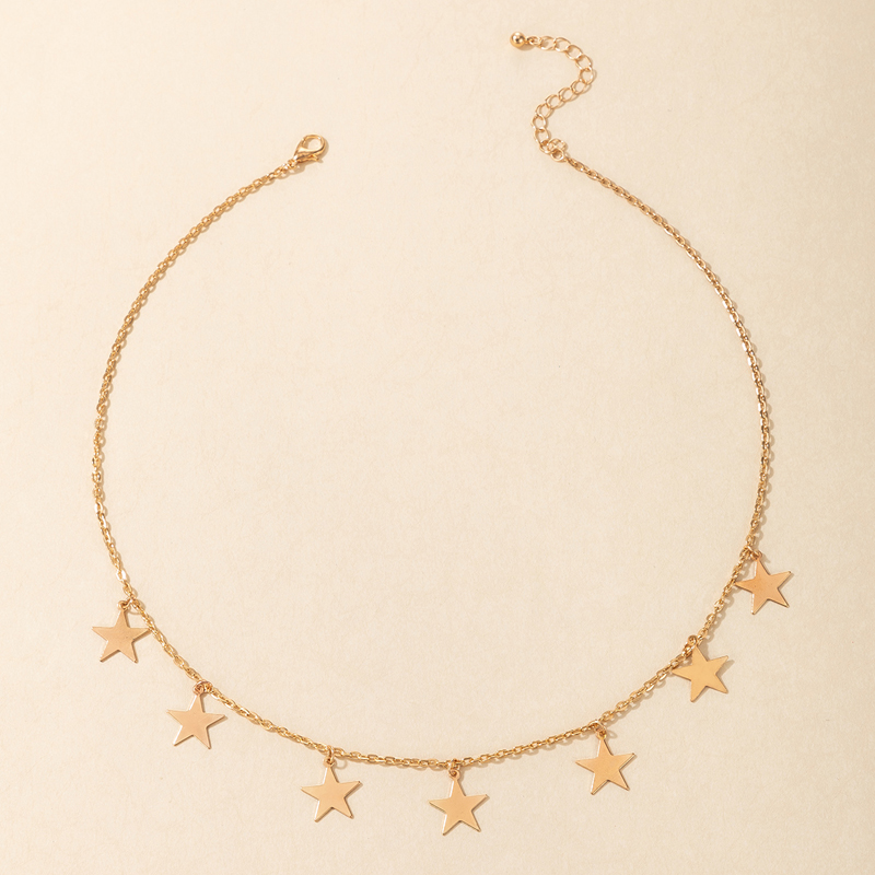 Hip Hop Style Geometric Five-pointed Star Pendant Single Layer Necklace display picture 3