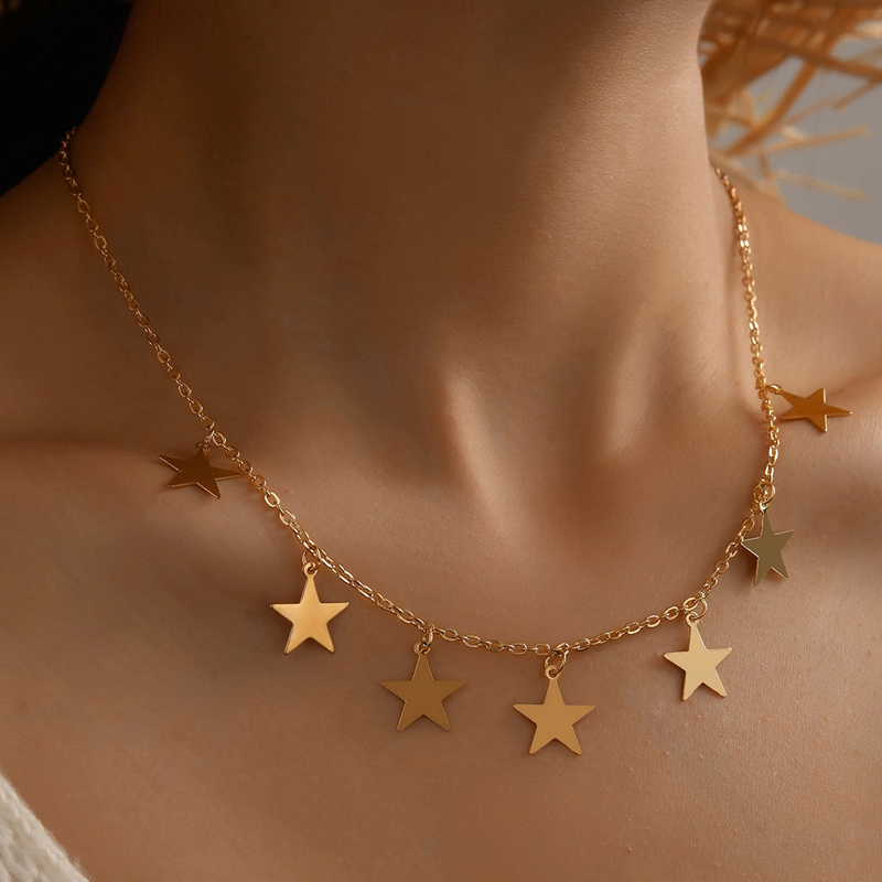 Hip Hop Style Geometric Five-pointed Star Pendant Single Layer Necklace display picture 4