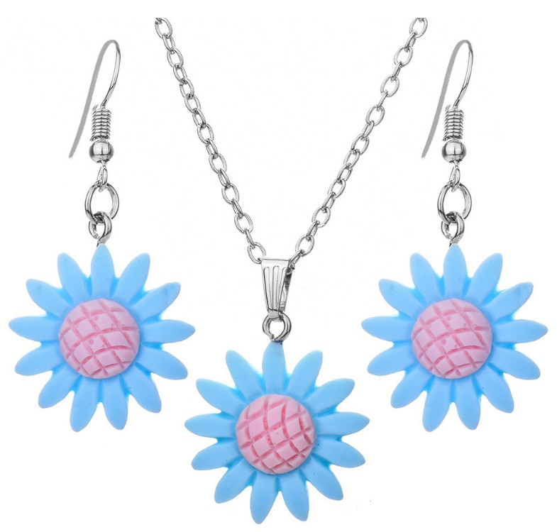 Fashion Multicolor Sunflower Shaped Set Resin Necklace Earrings display picture 3