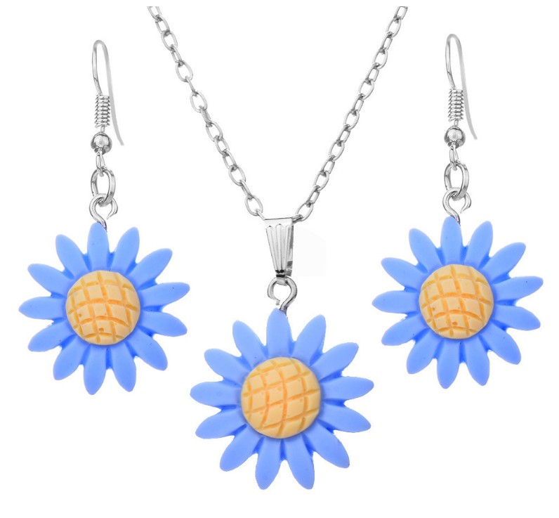 Fashion Multicolor Sunflower Shaped Set Resin Necklace Earrings display picture 5