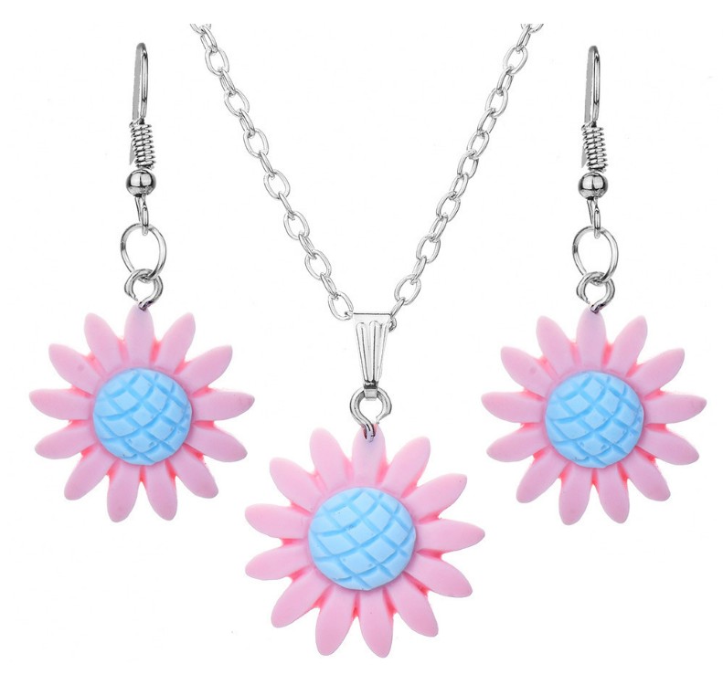 Fashion Multicolor Sunflower Shaped Set Resin Necklace Earrings display picture 6