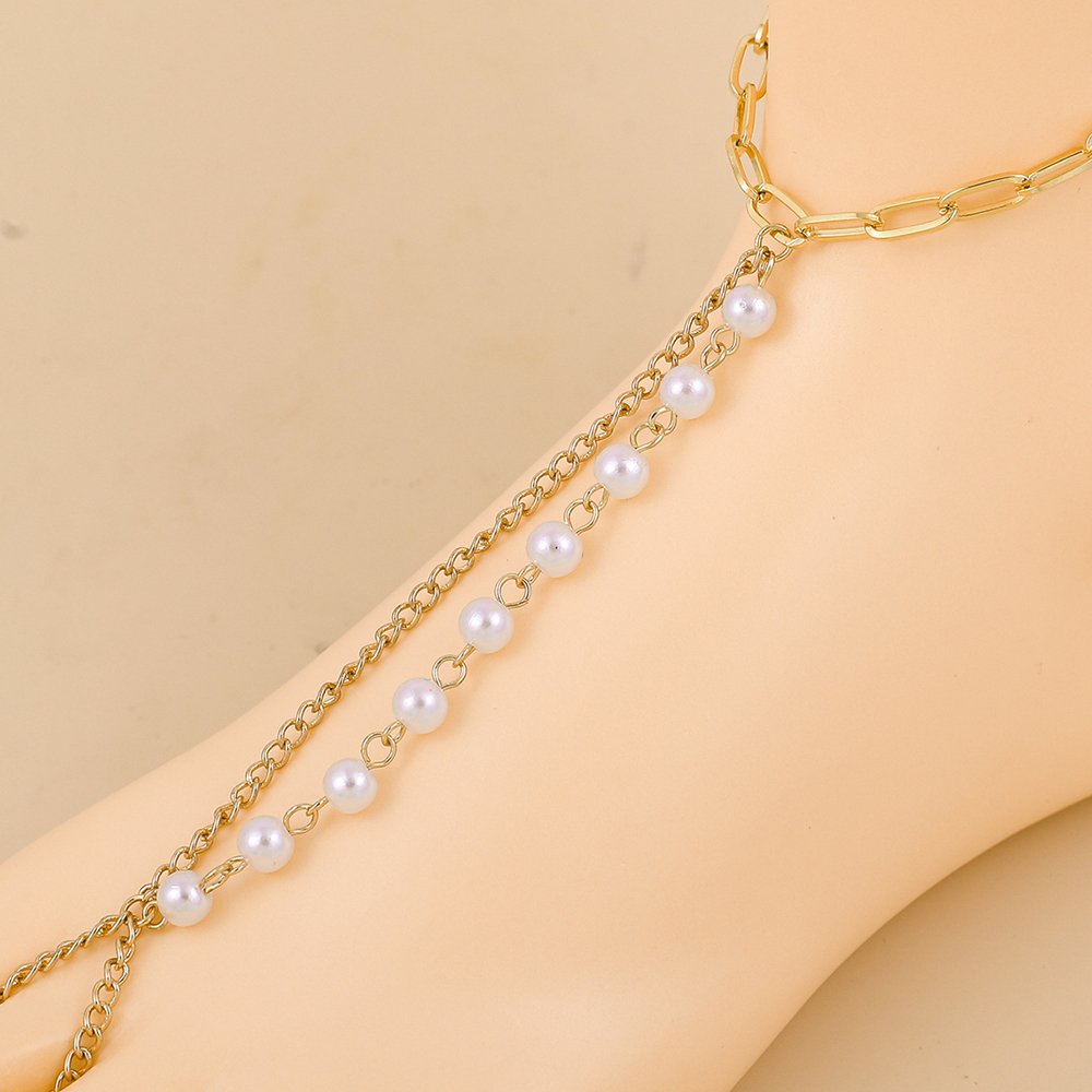 Fashion Classic Stitching Pearl Chain Anklet Women's Jewelry display picture 2
